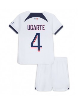 Billige Paris Saint-Germain Manuel Ugarte #4 Bortedraktsett Barn 2023-24 Kortermet (+ Korte bukser)